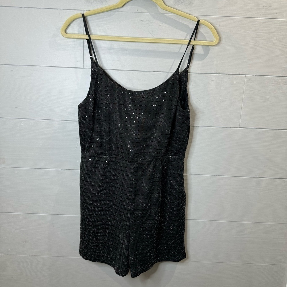 Crystal Sky | NWOT Black Minimal Sequin Romper Size Small
